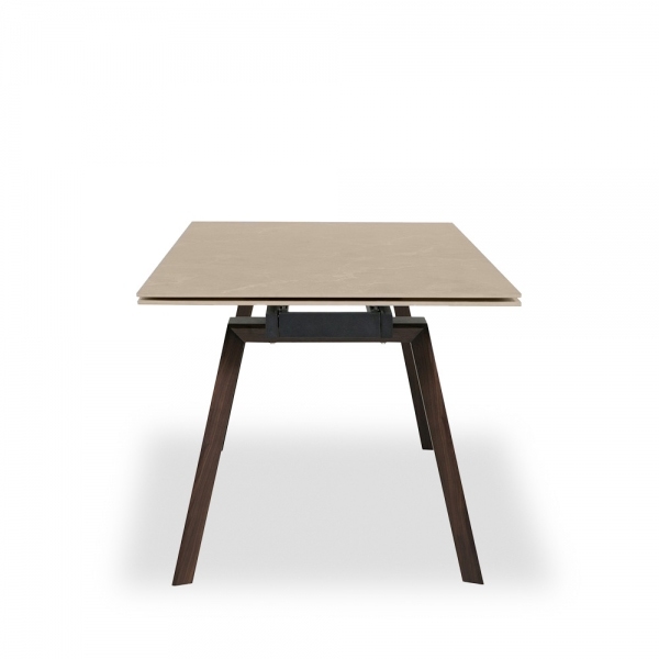 Axton 6-10 Seat Extendable Dining Table, Sintered Stone & Walnut