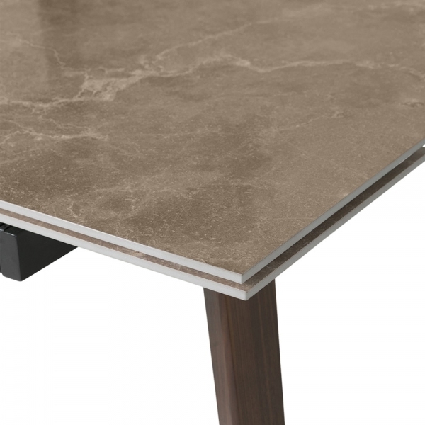 Axton 6-10 Seat Extendable Dining Table, Sintered Stone & Walnut