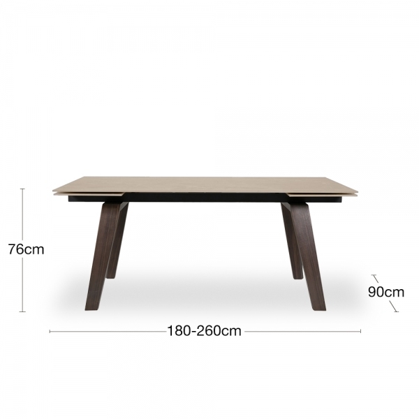Axton 6-10 Seat Extendable Dining Table, Sintered Stone & Walnut