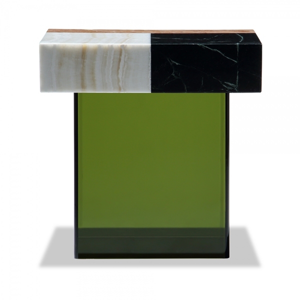 Bay Side Table, Marble & Green Acrylic