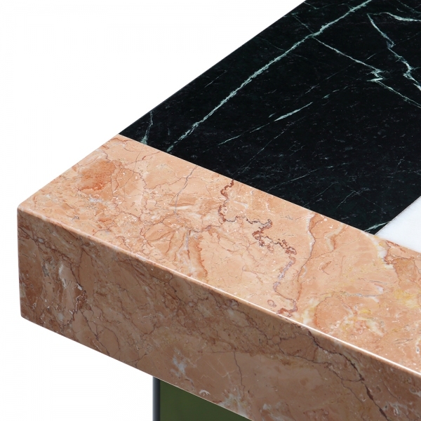 Bay Side Table, Marble & Green Acrylic