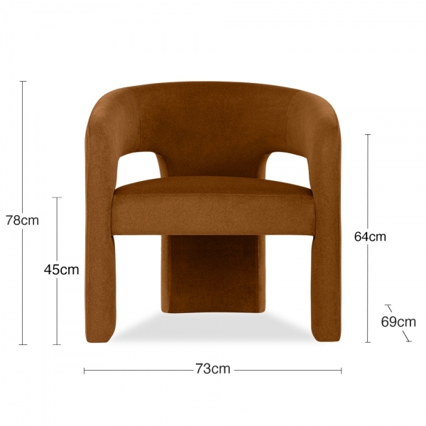 Bellamy Accent Chair, Caramel Sustainable Mohair Velvet