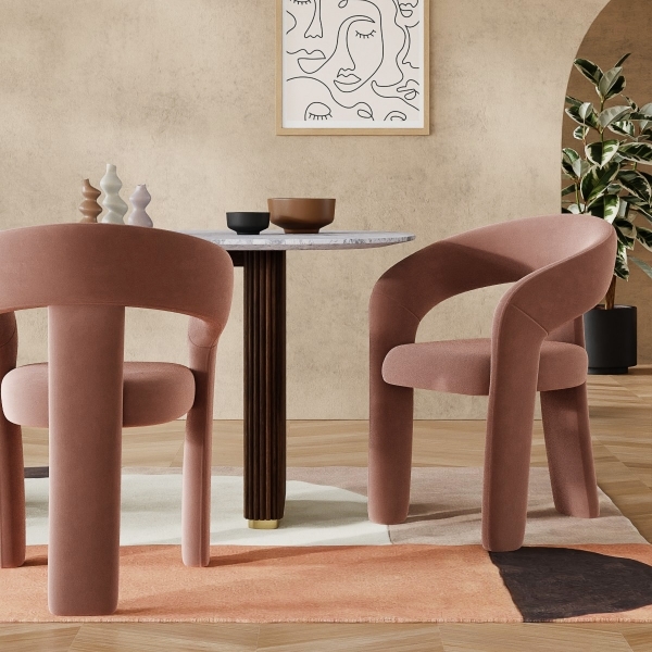 Bellamy Carver Dining Chair, Blush Pink Sustainable Velvet