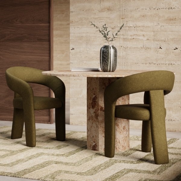 Bellamy Carver Dining Chair, Moss Green Sustainable Mohair Velvet