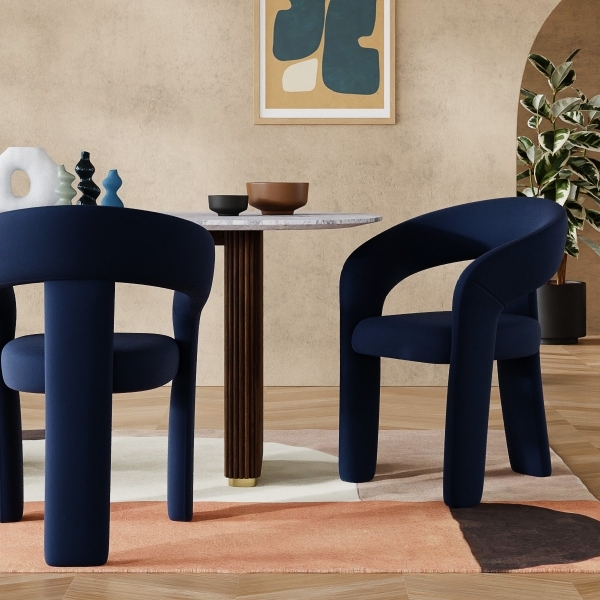 Bellamy Carver Dining Chair, Royal Blue Sustainable Velvet