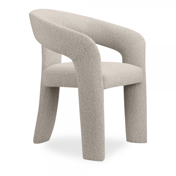 Bellamy Carver Dining Chair, Speckled Stone Sustainable Boucle
