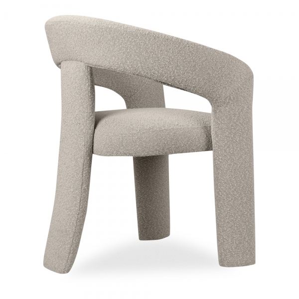 Bellamy Carver Dining Chair, Speckled Stone Sustainable Boucle