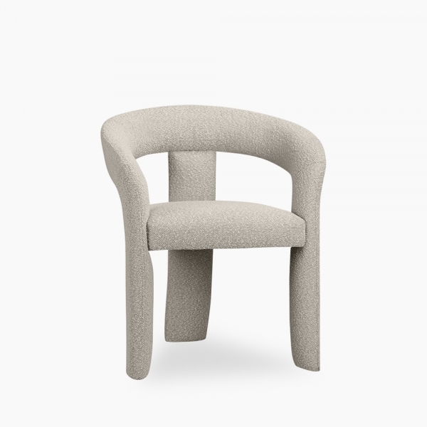 Bellamy Carver Dining Chair, Speckled Stone Sustainable Boucle