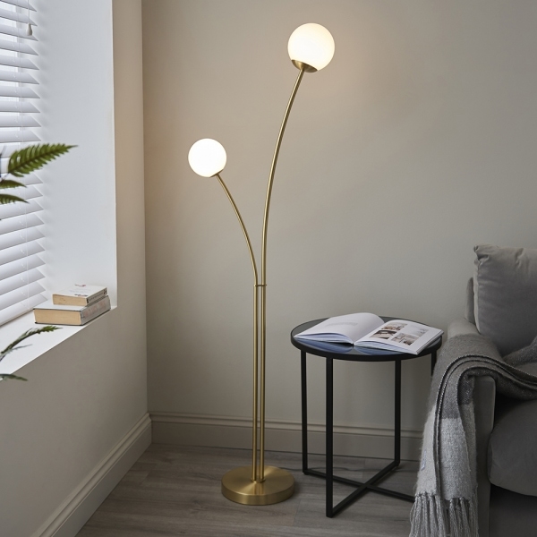 Bloom Floor Lamp, Opal & Brass