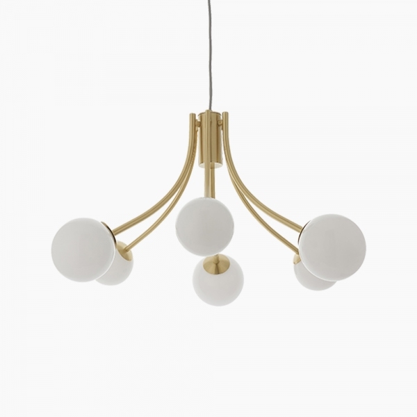 Bloom Pendant Light, Opal & Brass