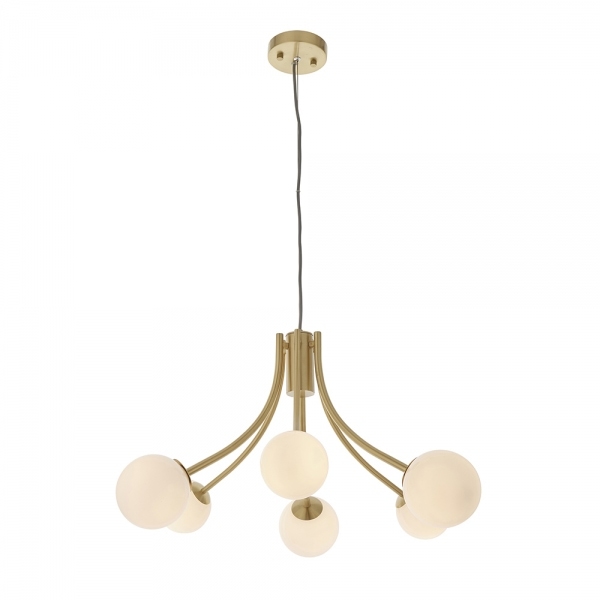Bloom Pendant Light, Opal & Brass