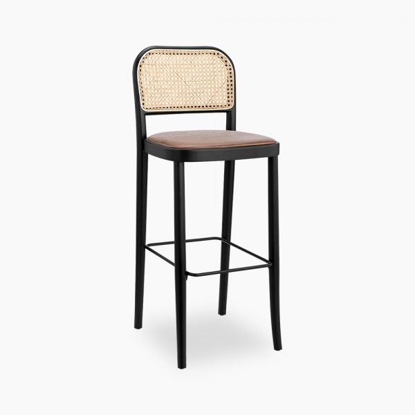 Bourne Wooden Bar Stool, Vintage Tan & Black