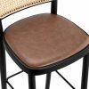Bourne Wooden Bar Stool, Vintage Tan & Black