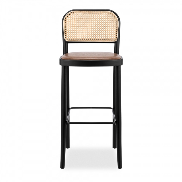 Bourne Wooden Bar Stool, Vintage Tan & Black