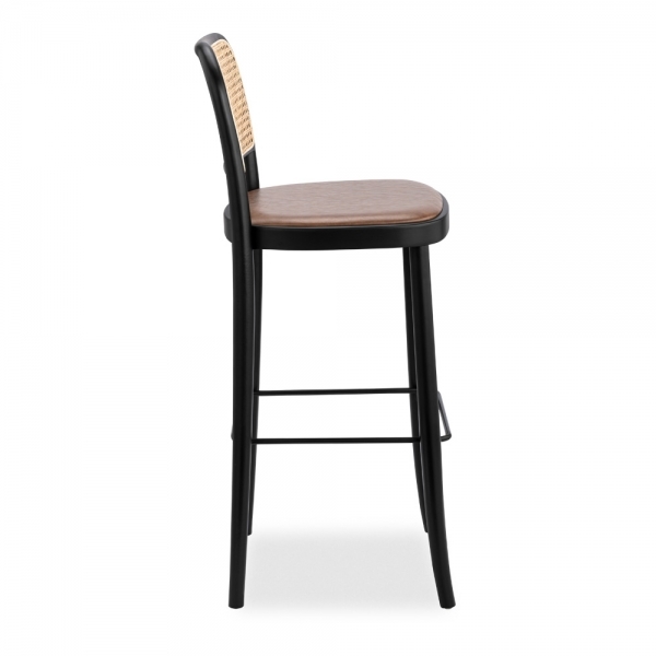 Bourne Wooden Bar Stool, Vintage Tan & Black