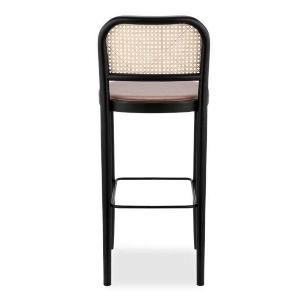 Bourne Wooden Bar Stool, Vintage Tan & Black