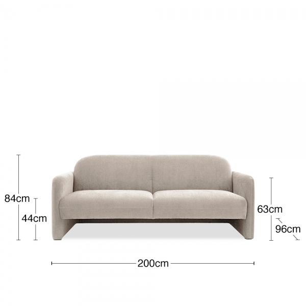 Bowie 3 Seater Sofa, Cool Cream