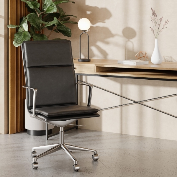 Bria High Back Office Chair, Black & Chrome