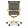 Bria High Back Office Chair, Grey & Brass