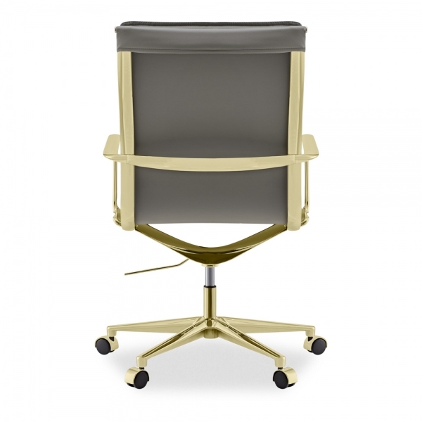 Bria High Back Office Chair, Grey & Brass