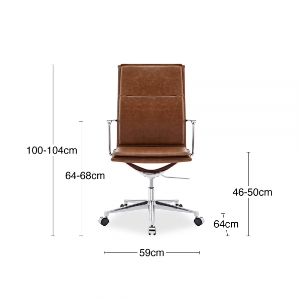 Bria High Back Office Chair, Vintage Tan & Chrome
