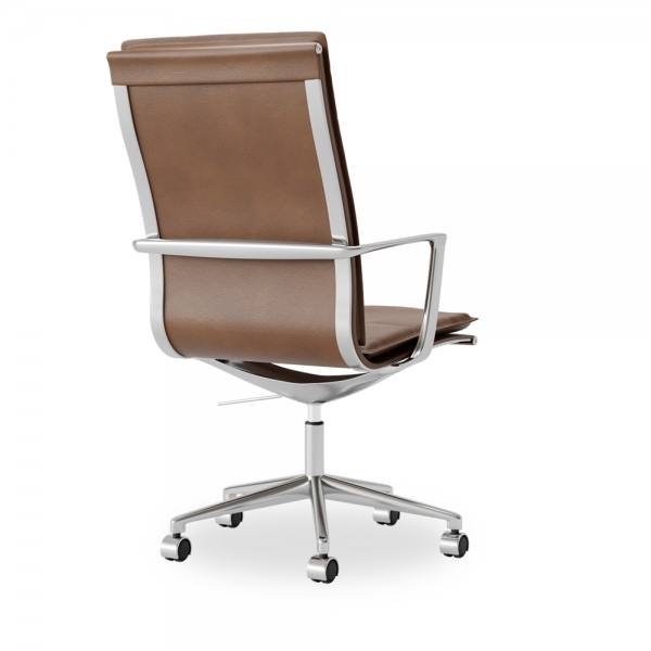 Bria High Back Office Chair, Vintage Tan & Chrome