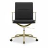 Bria Low Back Office Chair, Black & Brass