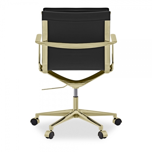 Bria Low Back Office Chair, Black & Brass