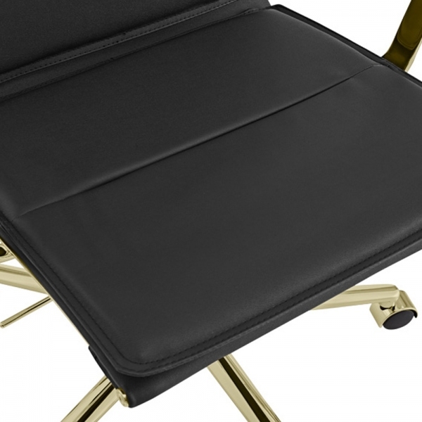 Bria Low Back Office Chair, Black & Brass