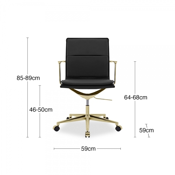 Bria Low Back Office Chair, Black & Brass