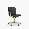 Bria Low Back Office Chair, Black & Brass
