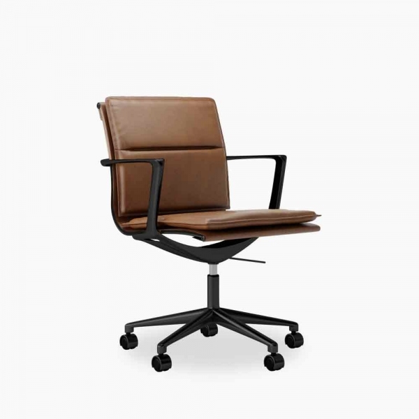 Bria Low Back Office Chair, Vintage Tan & Black