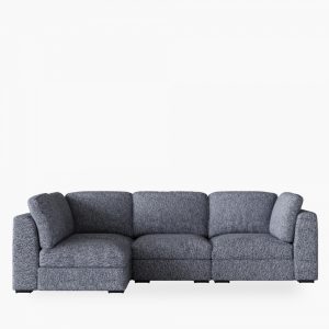Brigitte 3 Seater Corner Sofa, Blue Chenille