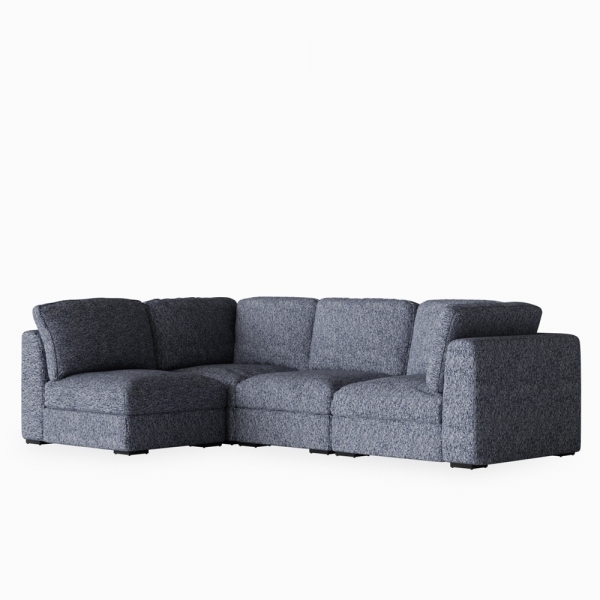 Brigitte 3 Seater Corner Sofa, Blue Chenille
