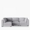 Brigitte 3 Seater Corner Sofa, Light Grey Chenille