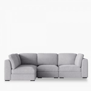 Brigitte 3 Seater Corner Sofa, Light Grey Chenille