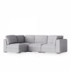 Brigitte 3 Seater Corner Sofa, Light Grey Chenille