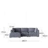 Brigitte 3 Seater L Shape Sofa, Blue Chenille