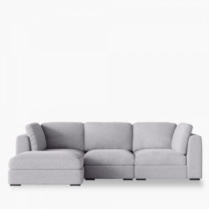 Brigitte 3 Seater L Shape Sofa, Light Grey Chenille