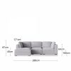 Brigitte 3 Seater L Shape Sofa, Light Grey Chenille