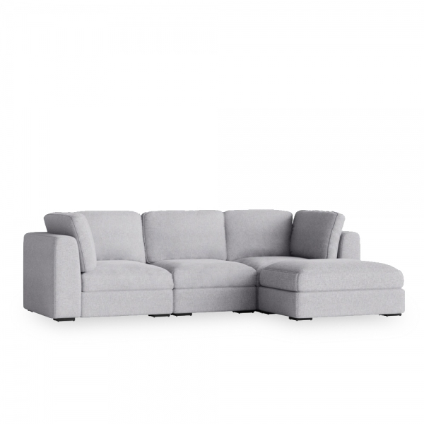 Brigitte 3 Seater L Shape Sofa, Light Grey Chenille