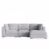Brigitte 3 Seater L Shape Sofa, Light Grey Chenille