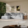 Brigitte 3 Seater L Shape Sofa, Light Grey Chenille