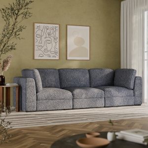 Brigitte 3 Seater Sofa, Blue Chenille