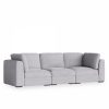Brigitte 3 Seater Sofa, Light Grey Chenille