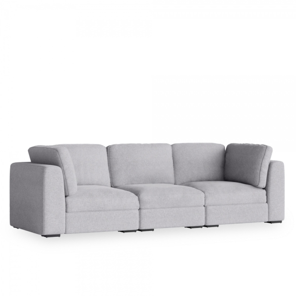 Brigitte 3 Seater Sofa, Light Grey Chenille