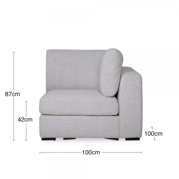 Brigitte Corner Sofa Section, Light Grey Chenille