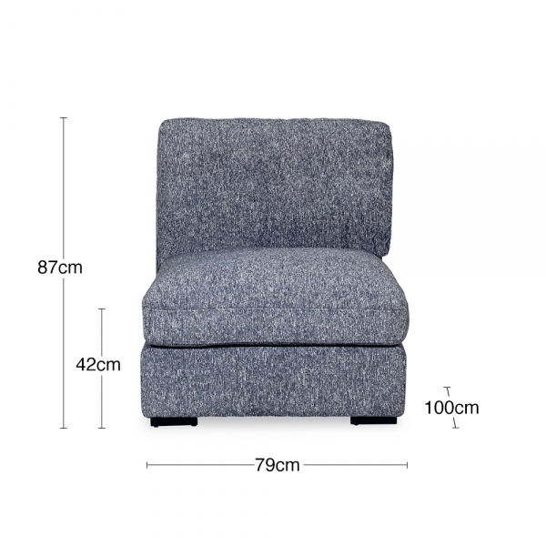Brigitte One Seat Sofa Section, Blue Chenille