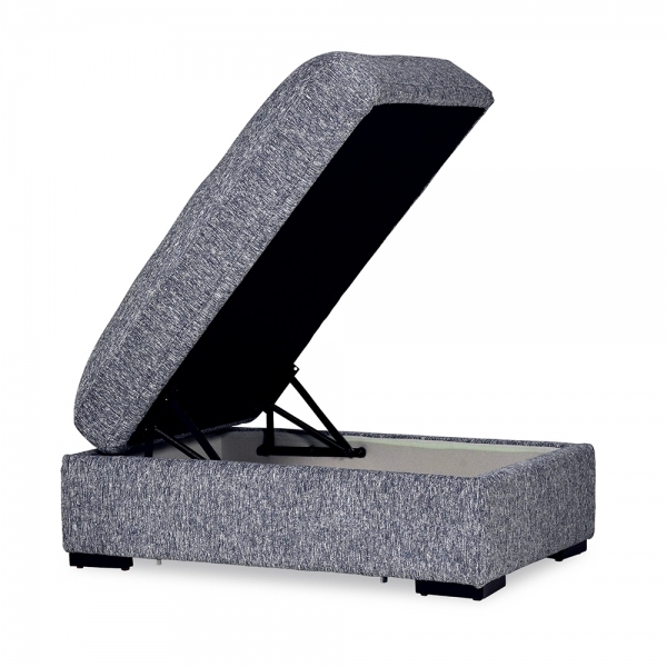 Brigitte Storage Ottoman, Blue Chenille