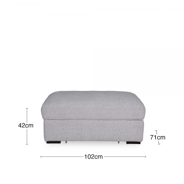 Brigitte Storage Ottoman, Light Grey Chenille